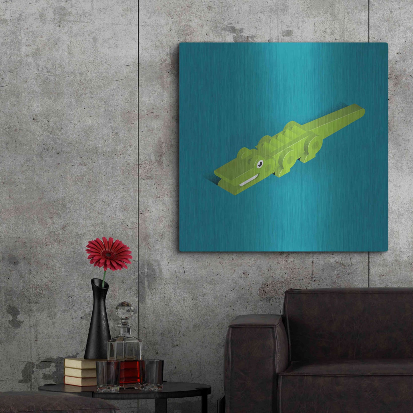 Luxe Metal Art 'Crocodile' by Bo Virkelyst Jensen, Metal Wall Art,36x36