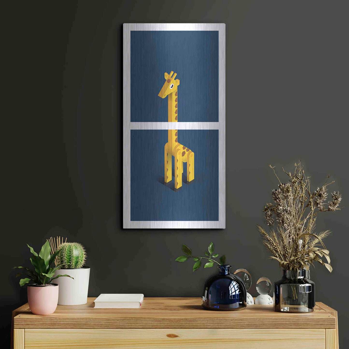 Luxe Metal Art 'Giraffe' by Bo Virkelyst Jensen, Metal Wall Art,12x24