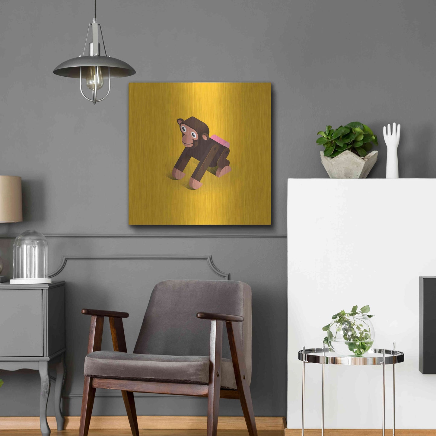 Luxe Metal Art 'Monkey' by Bo Virkelyst Jensen, Metal Wall Art,24x24