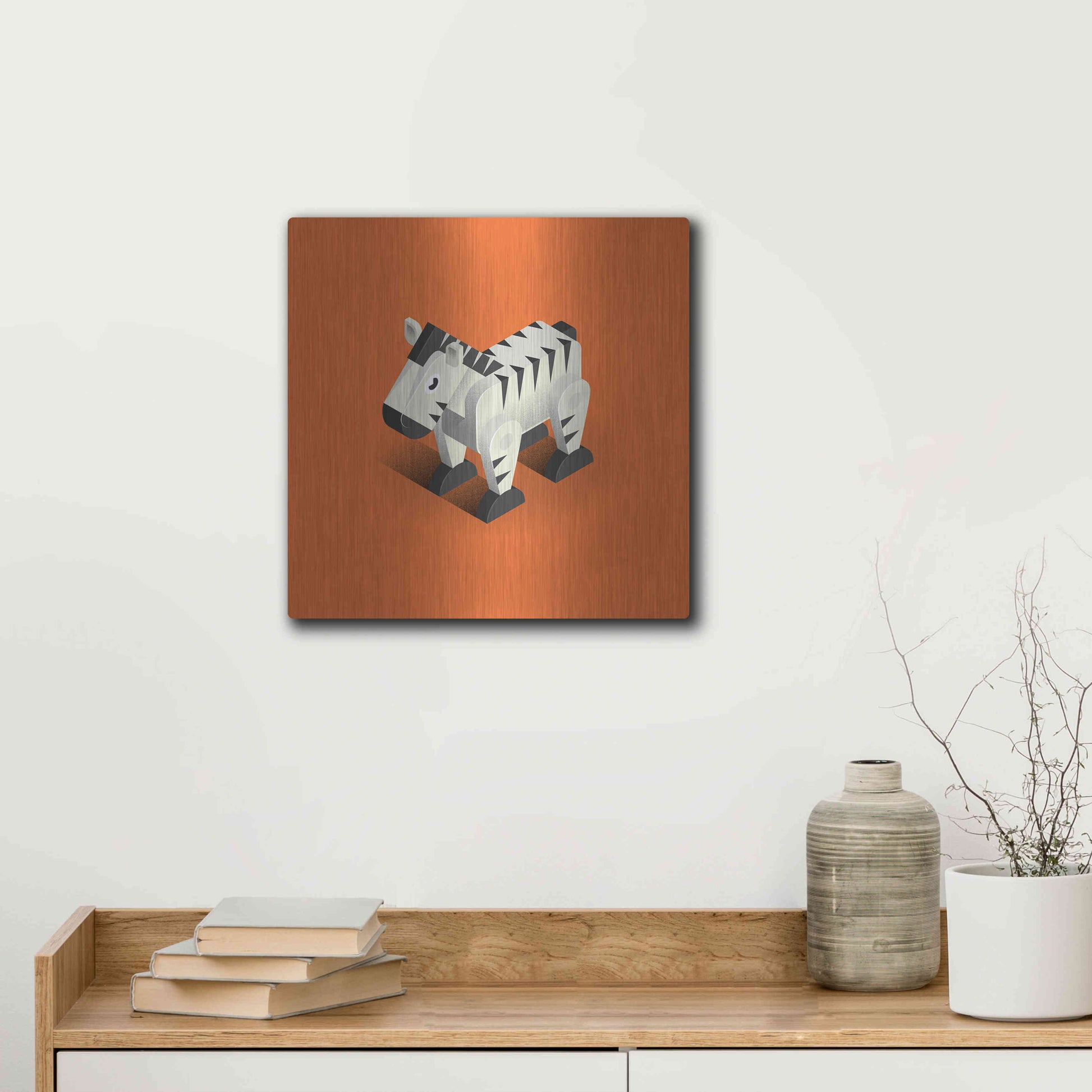 Luxe Metal Art 'Zebra' by Bo Virkelyst Jensen, Metal Wall Art,12x12