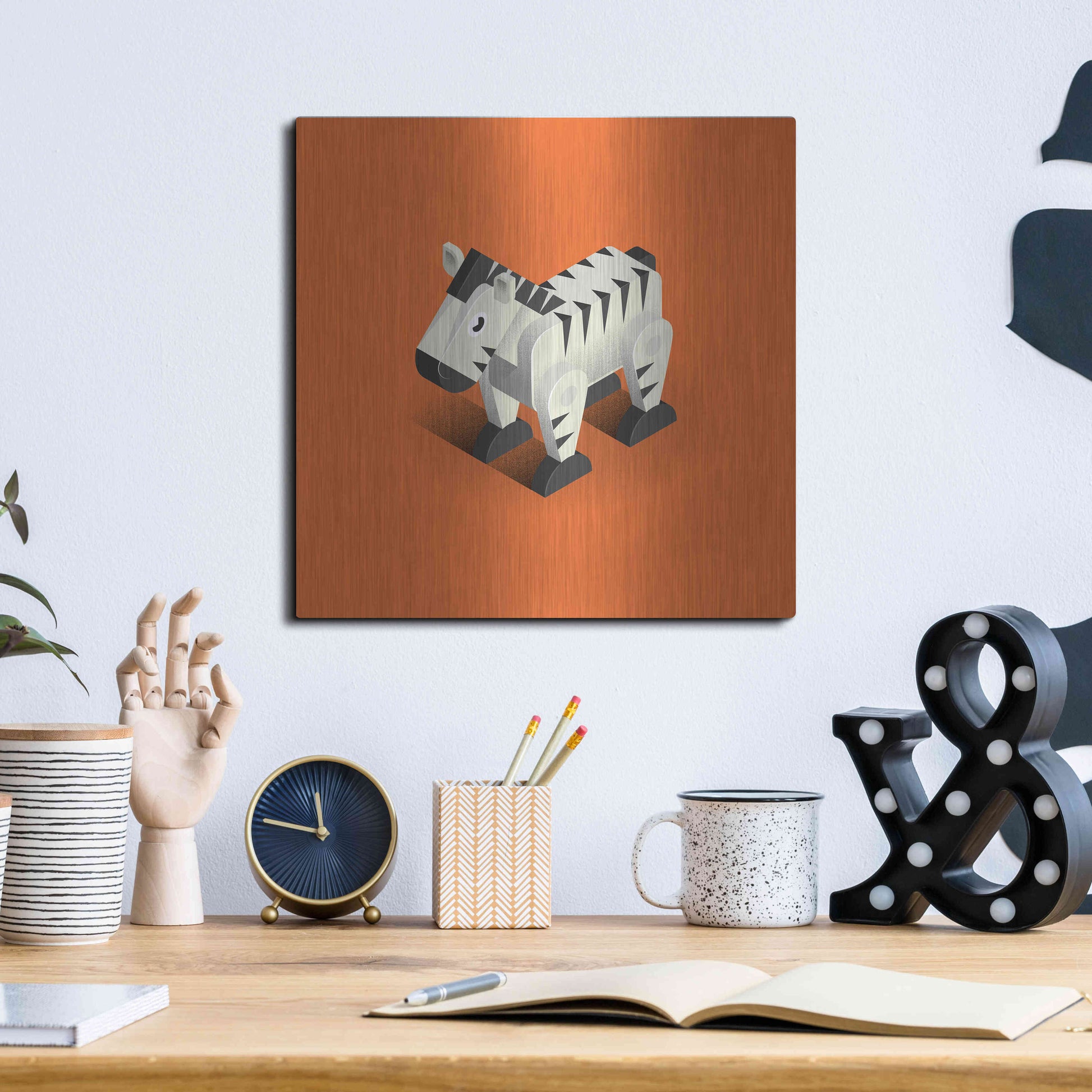 Luxe Metal Art 'Zebra' by Bo Virkelyst Jensen, Metal Wall Art,12x12