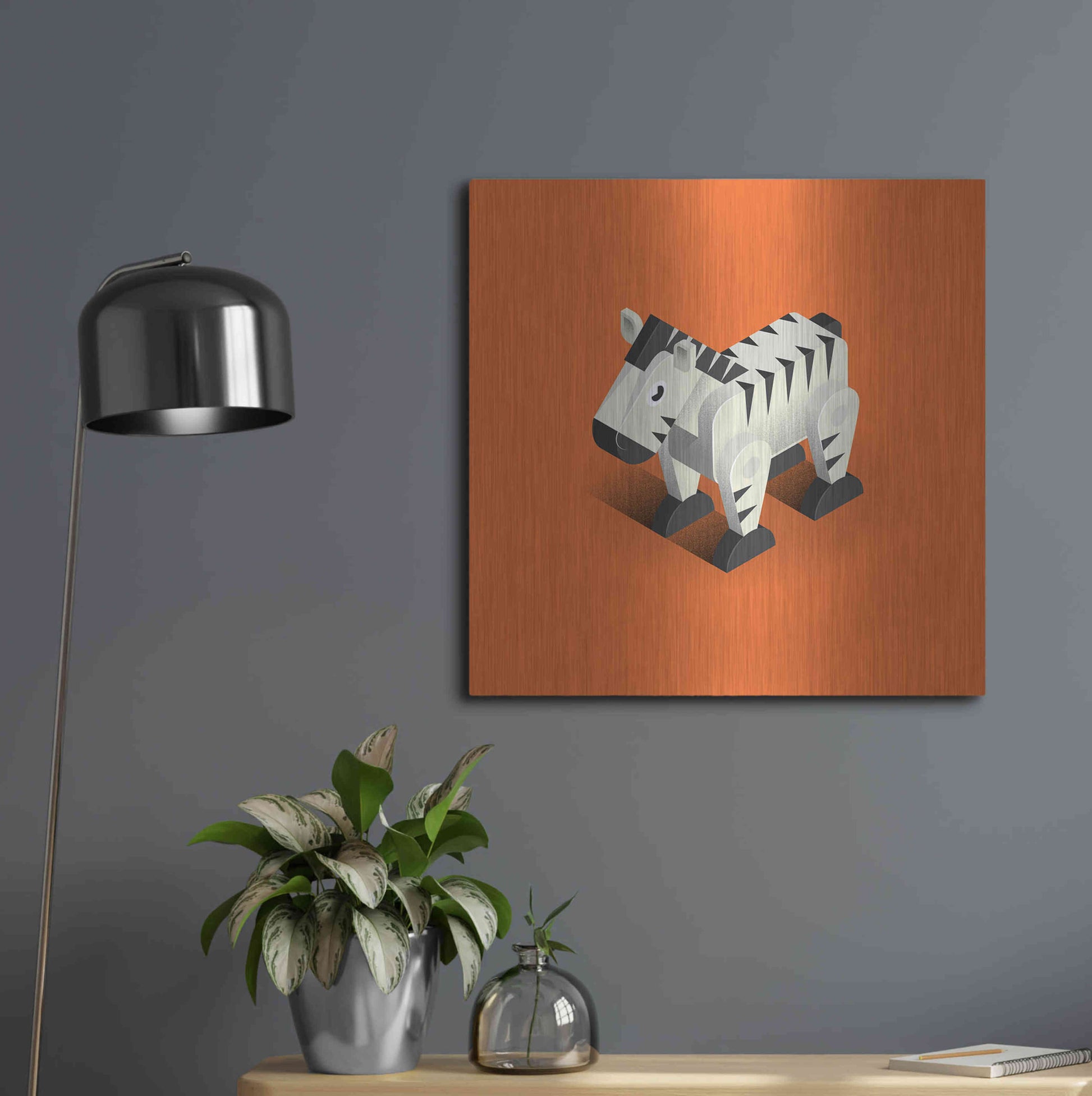 Luxe Metal Art 'Zebra' by Bo Virkelyst Jensen, Metal Wall Art,24x24