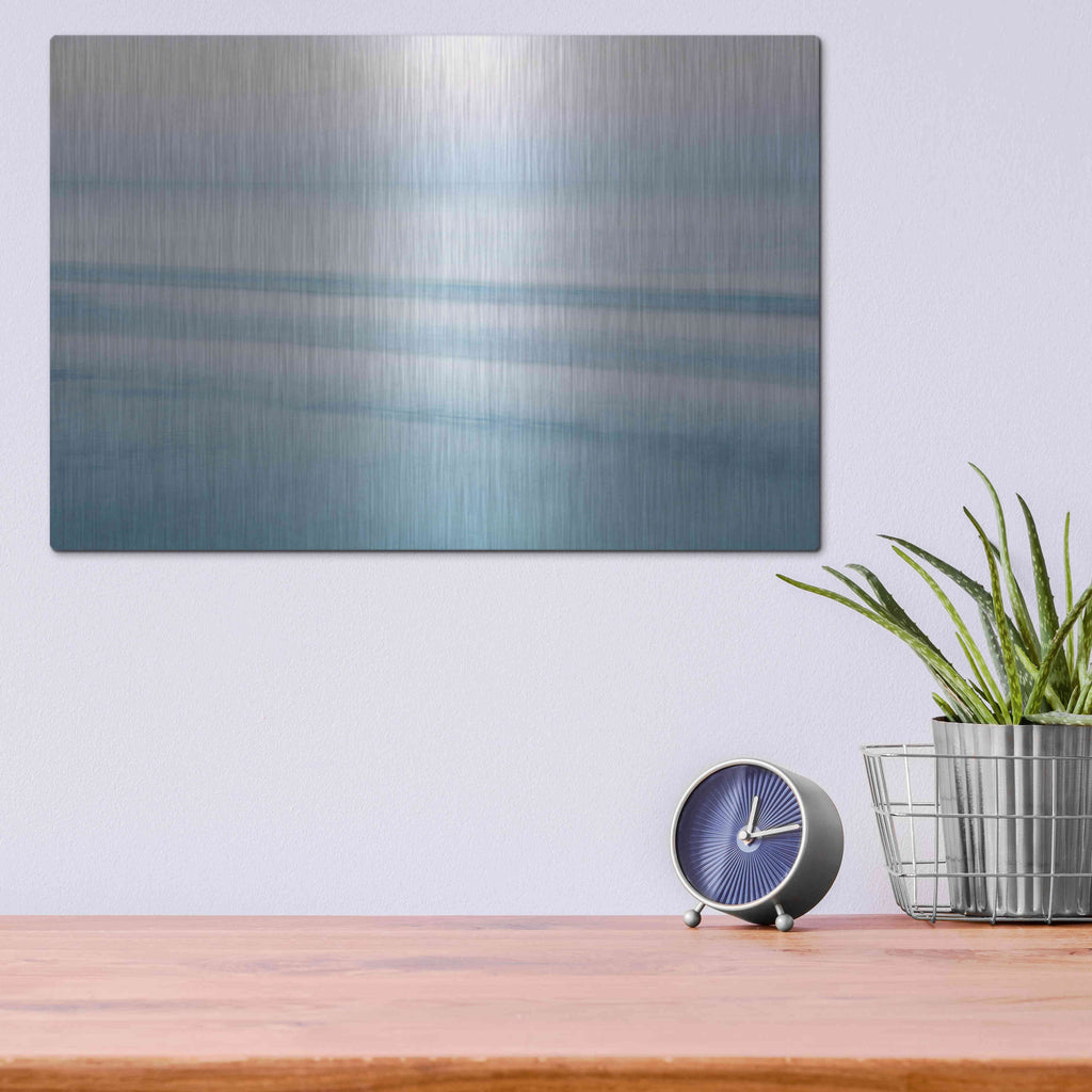 Luxe Metal Art 'Three Waves Crescent Beach' by John Juracek, Metal Wall Art,16x12