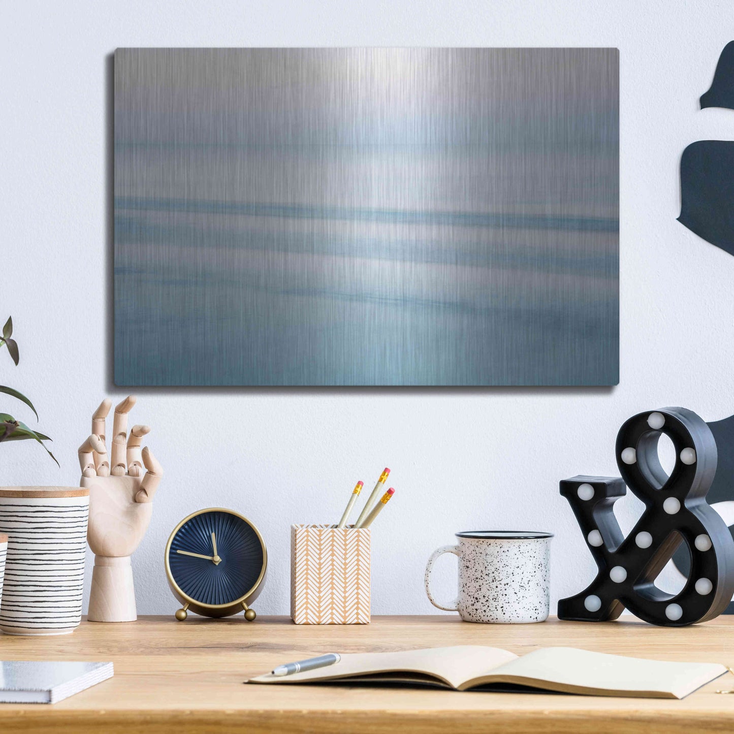 Luxe Metal Art 'Three Waves Crescent Beach' by John Juracek, Metal Wall Art,16x12