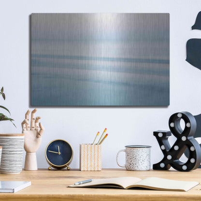 Luxe Metal Art 'Three Waves Crescent Beach' by John Juracek, Metal Wall Art,16x12