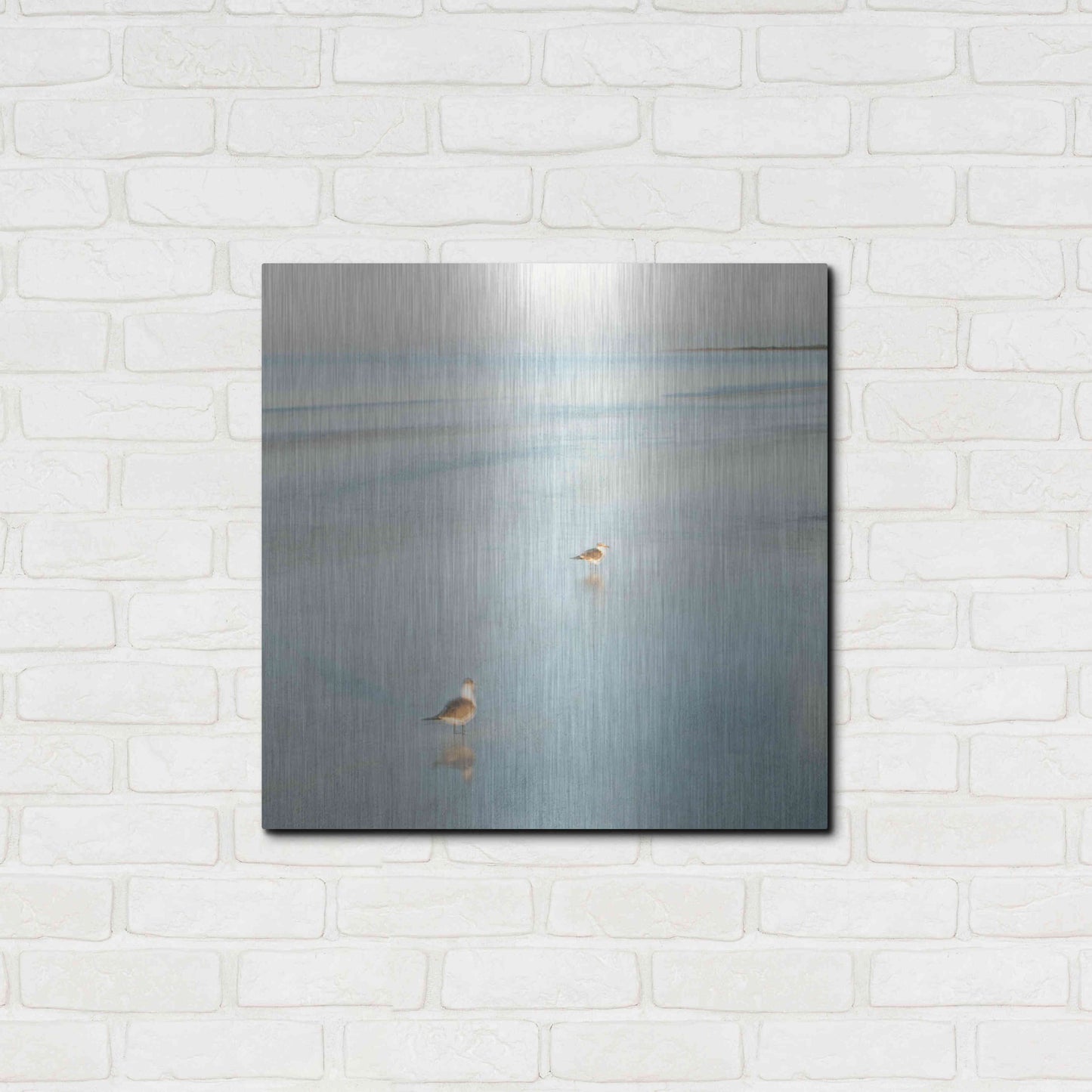 Luxe Metal Art 'Two Birds on Beach' by John Juracek, Metal Wall Art,24x24