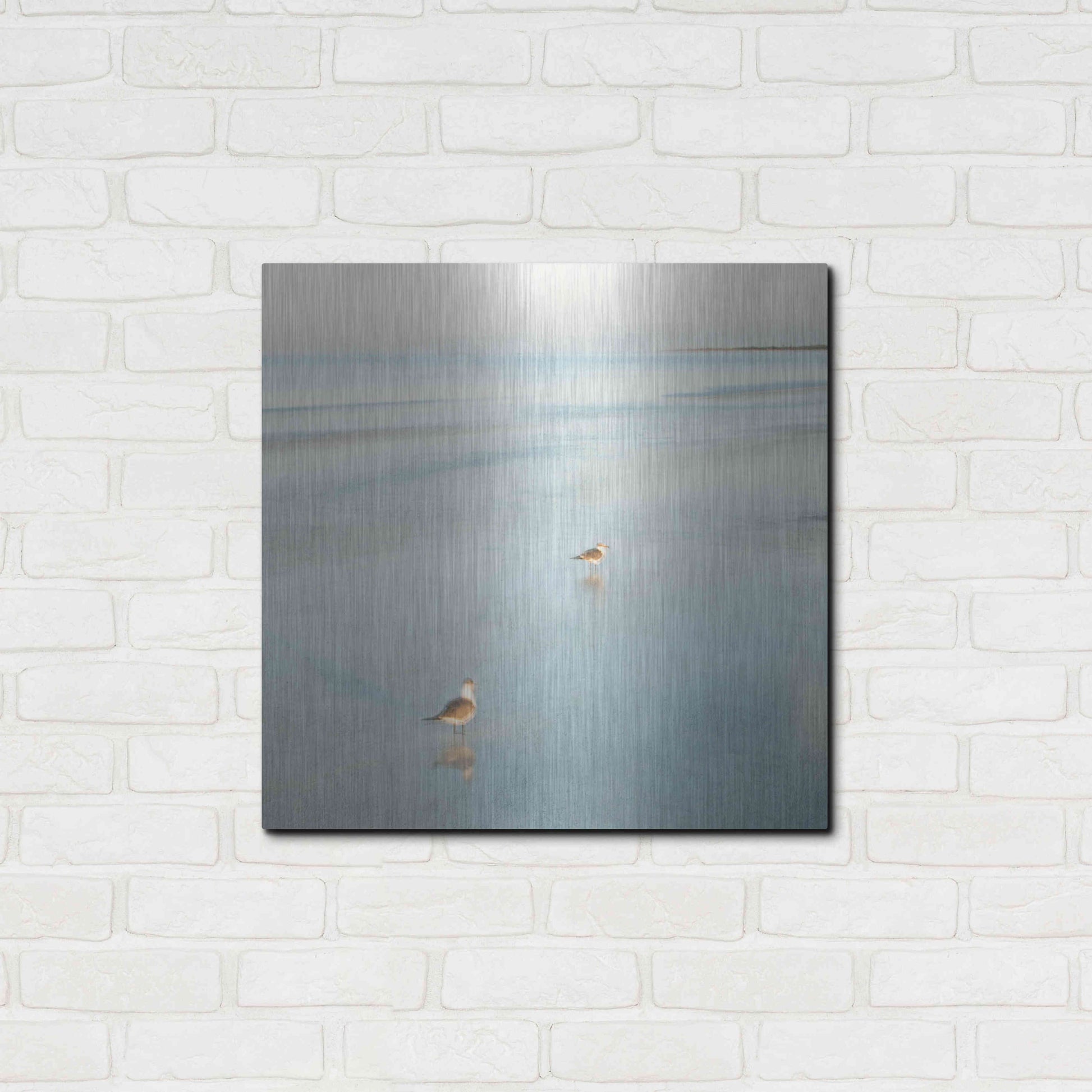 Luxe Metal Art 'Two Birds on Beach' by John Juracek, Metal Wall Art,24x24