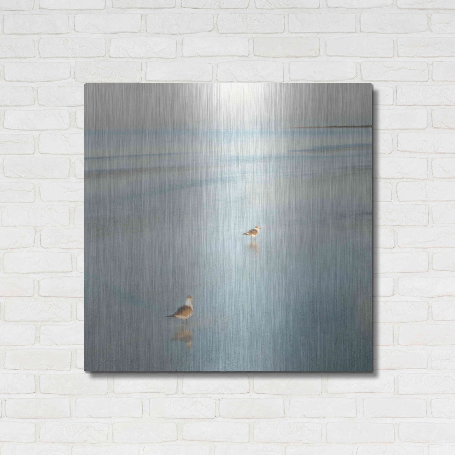Luxe Metal Art 'Two Birds on Beach' by John Juracek, Metal Wall Art,36x36