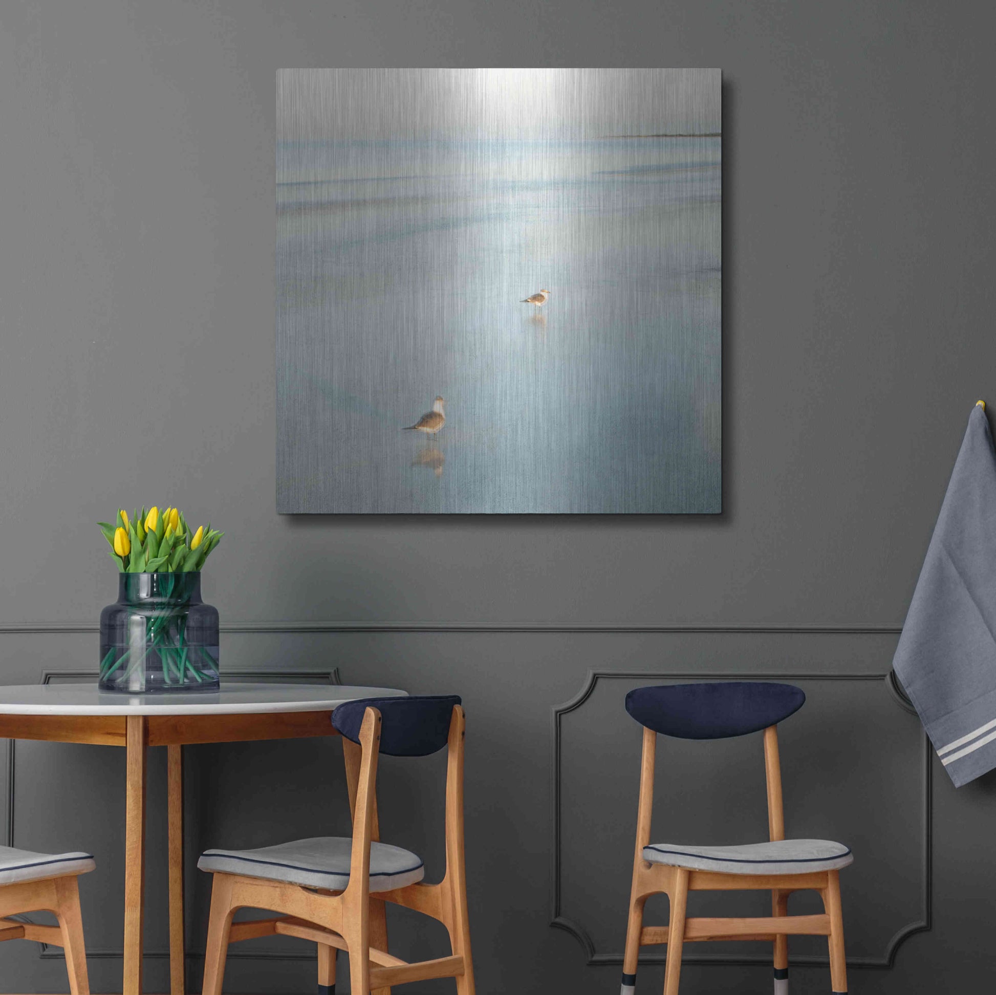 Luxe Metal Art 'Two Birds on Beach' by John Juracek, Metal Wall Art,36x36