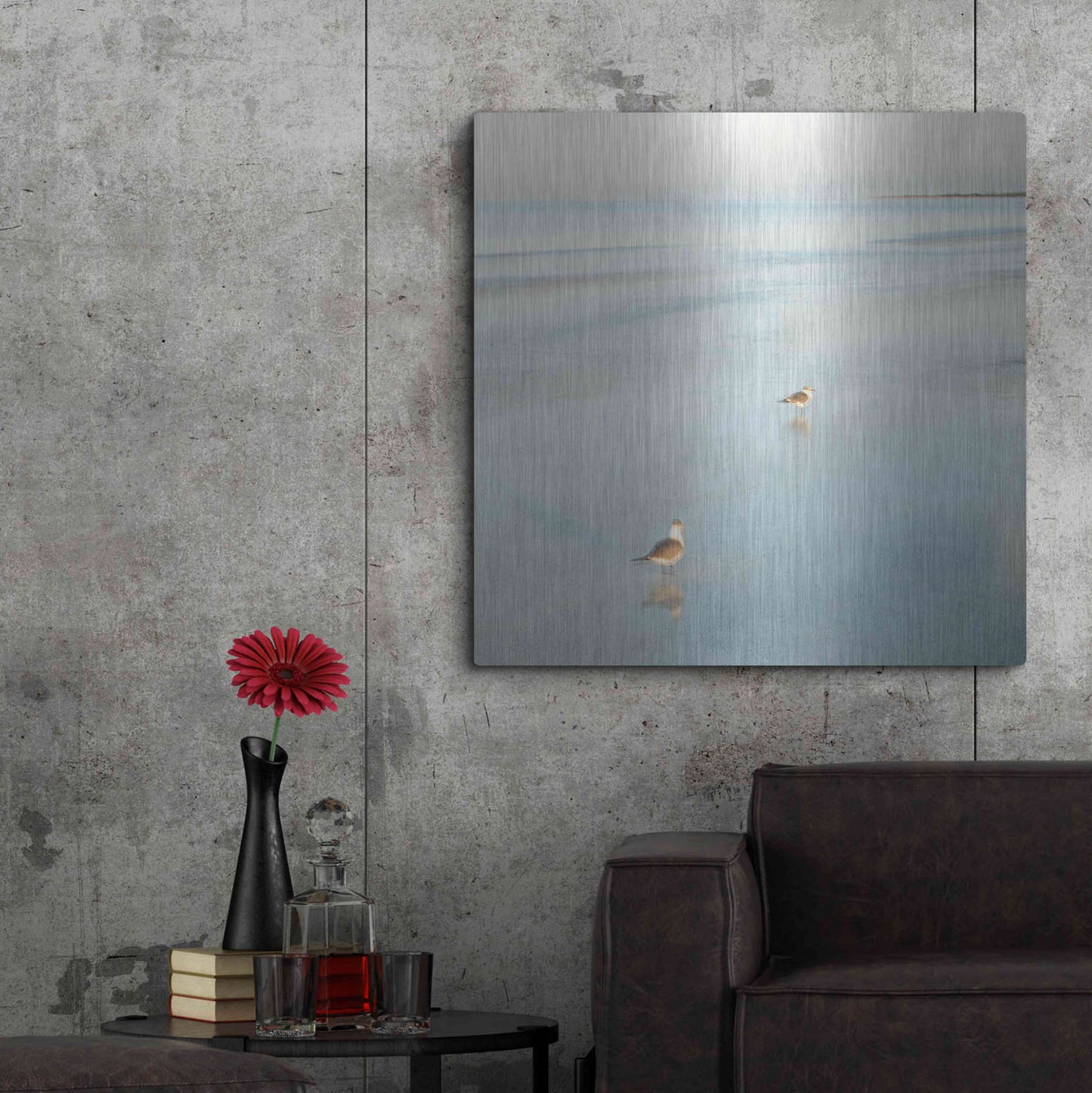 Luxe Metal Art 'Two Birds on Beach' by John Juracek, Metal Wall Art,36x36