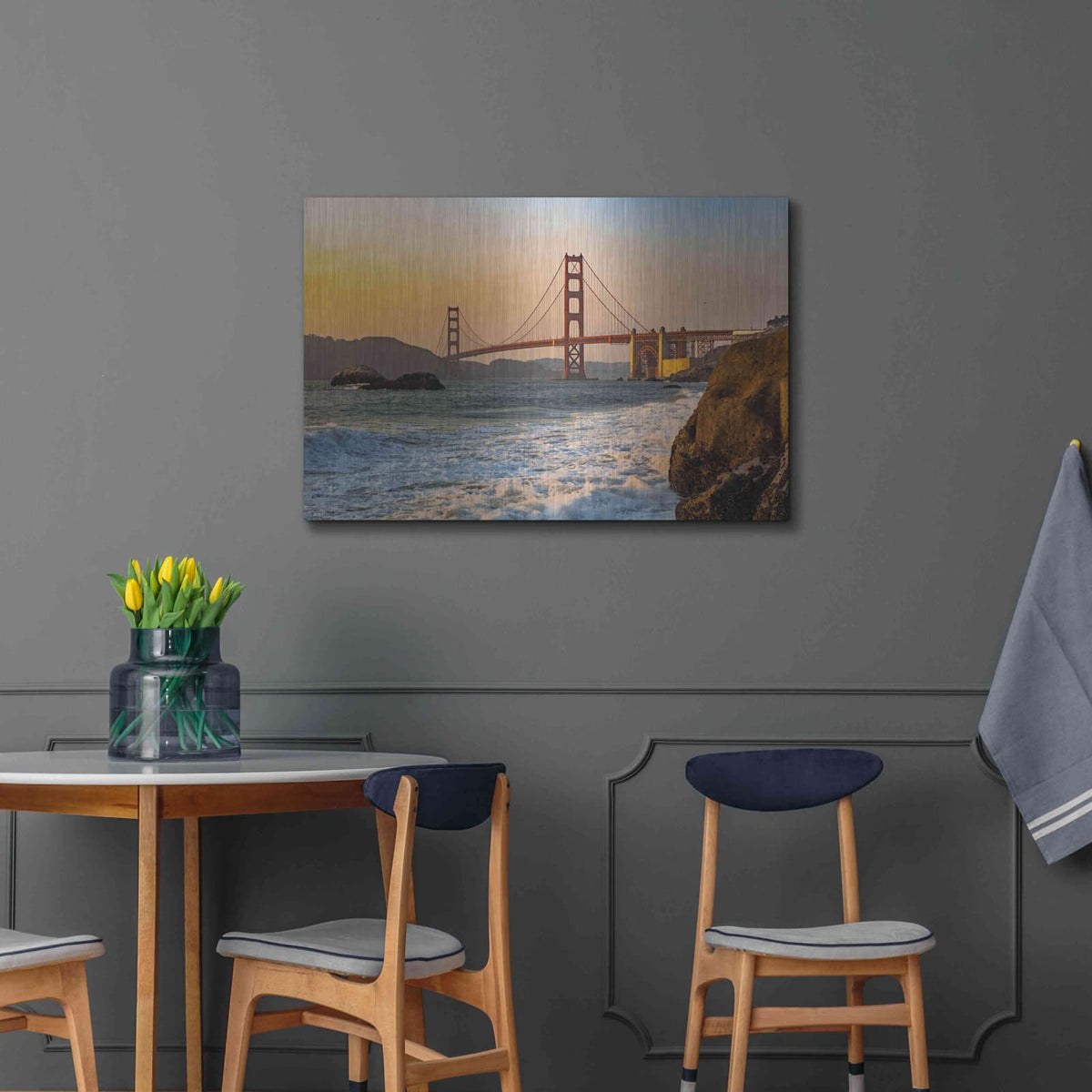 'Golden Gate Bridge Sunset' by Luxe Portfolio – Metal Wall Art, 36x24 room view