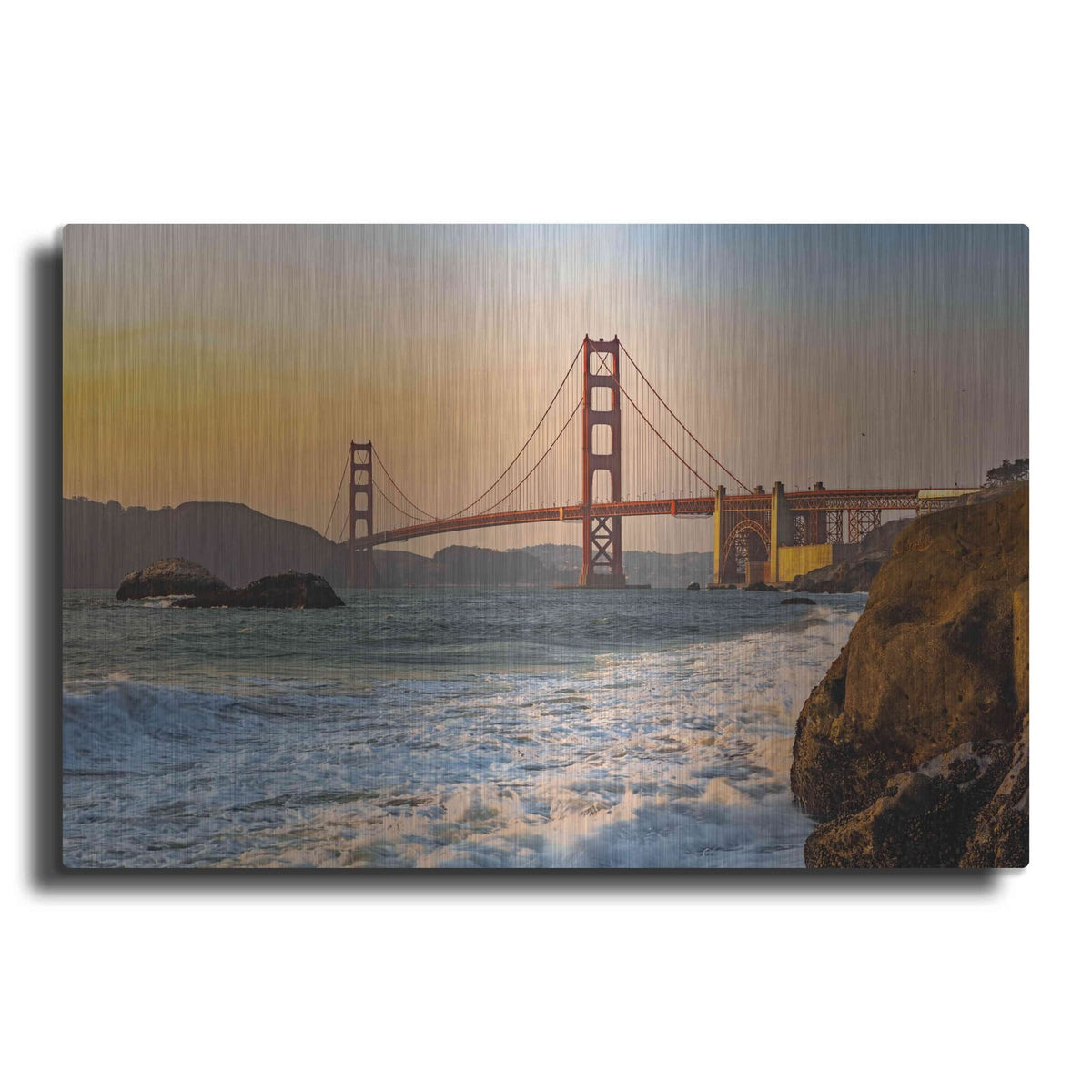 'Golden Gate Bridge Sunset' by Luxe Portfolio – Metal Wall Art