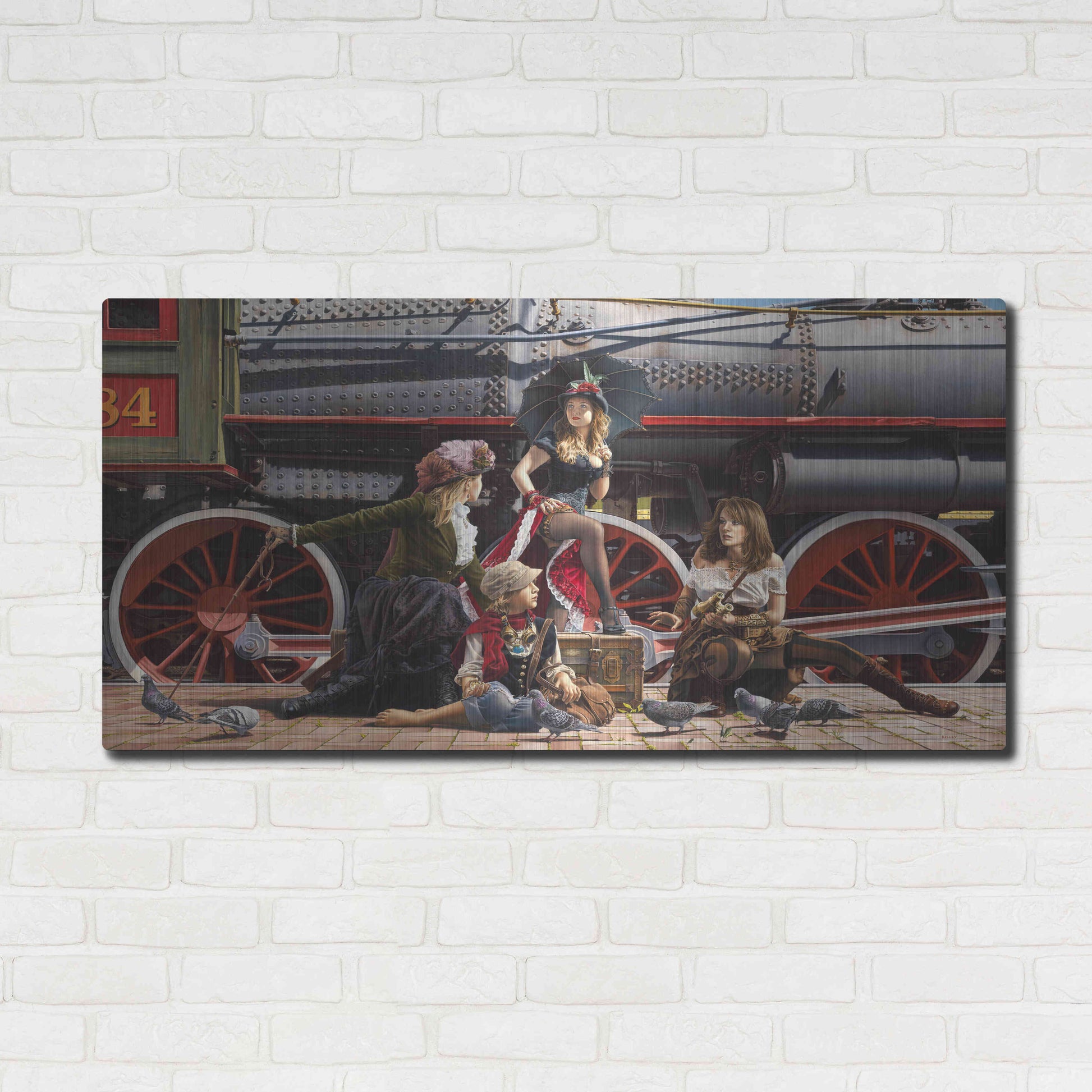 Luxe Metal Art 'Last Train for the Coast' by Paul Kelley, Metal Wall Art,48x24