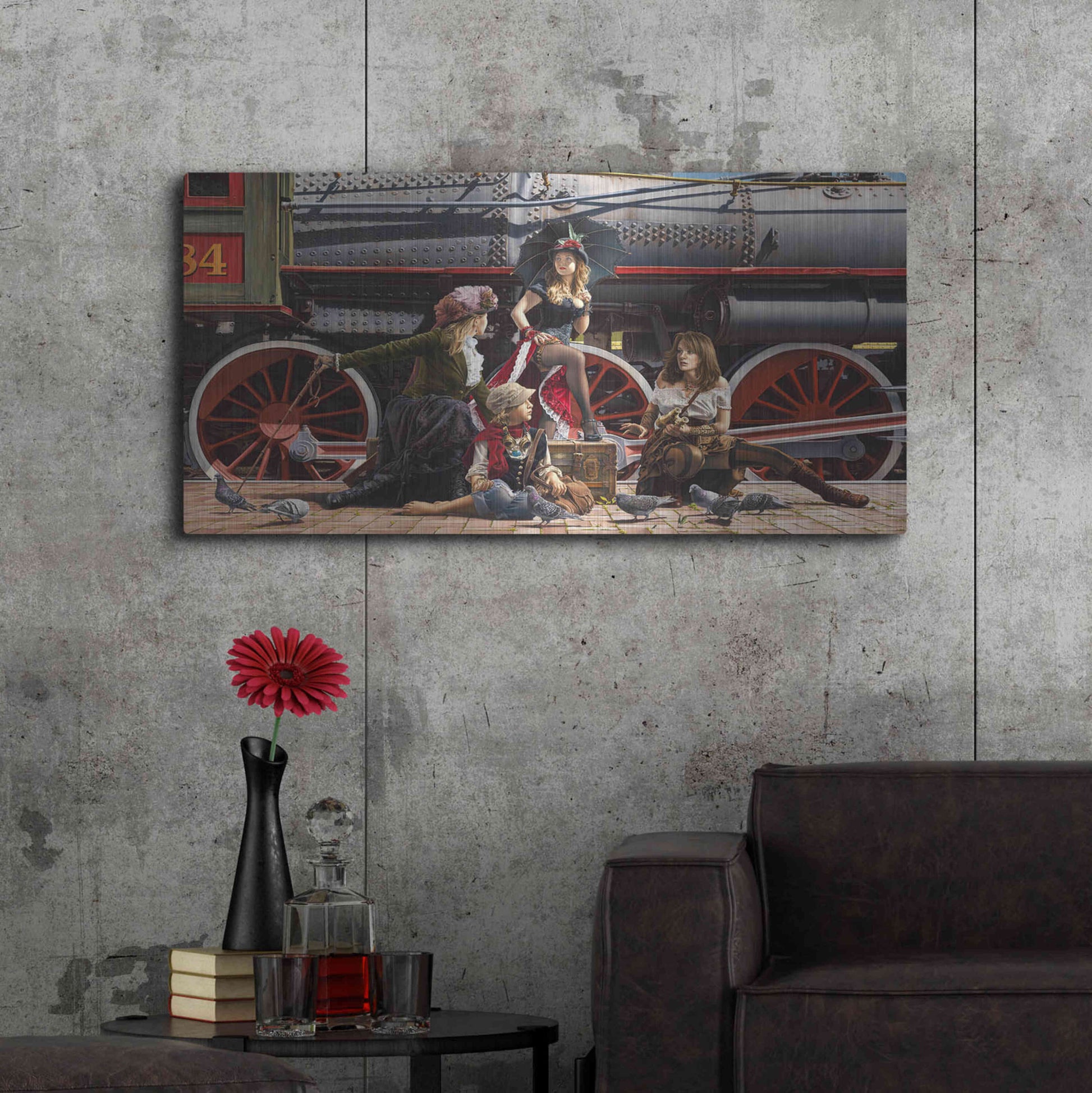 Luxe Metal Art 'Last Train for the Coast' by Paul Kelley, Metal Wall Art,48x24