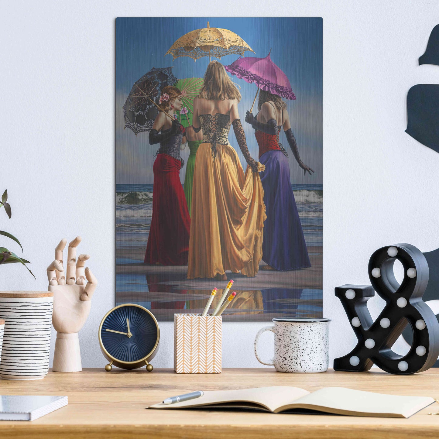 Luxe Metal Art 'Parasols' by Paul Kelley, Metal Wall Art,12x16