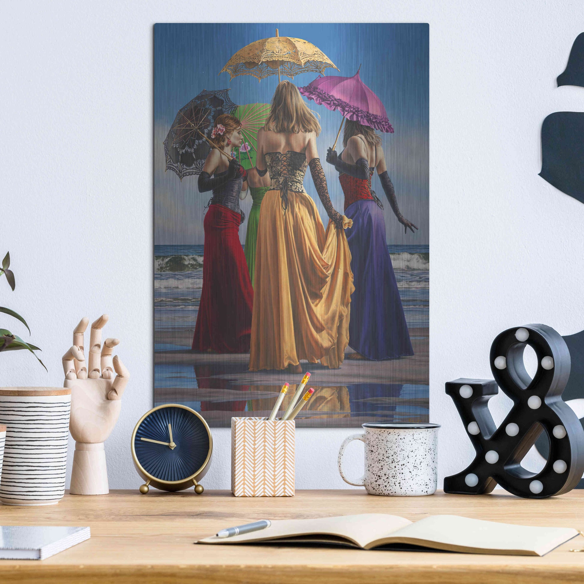 Luxe Metal Art 'Parasols' by Paul Kelley, Metal Wall Art,12x16