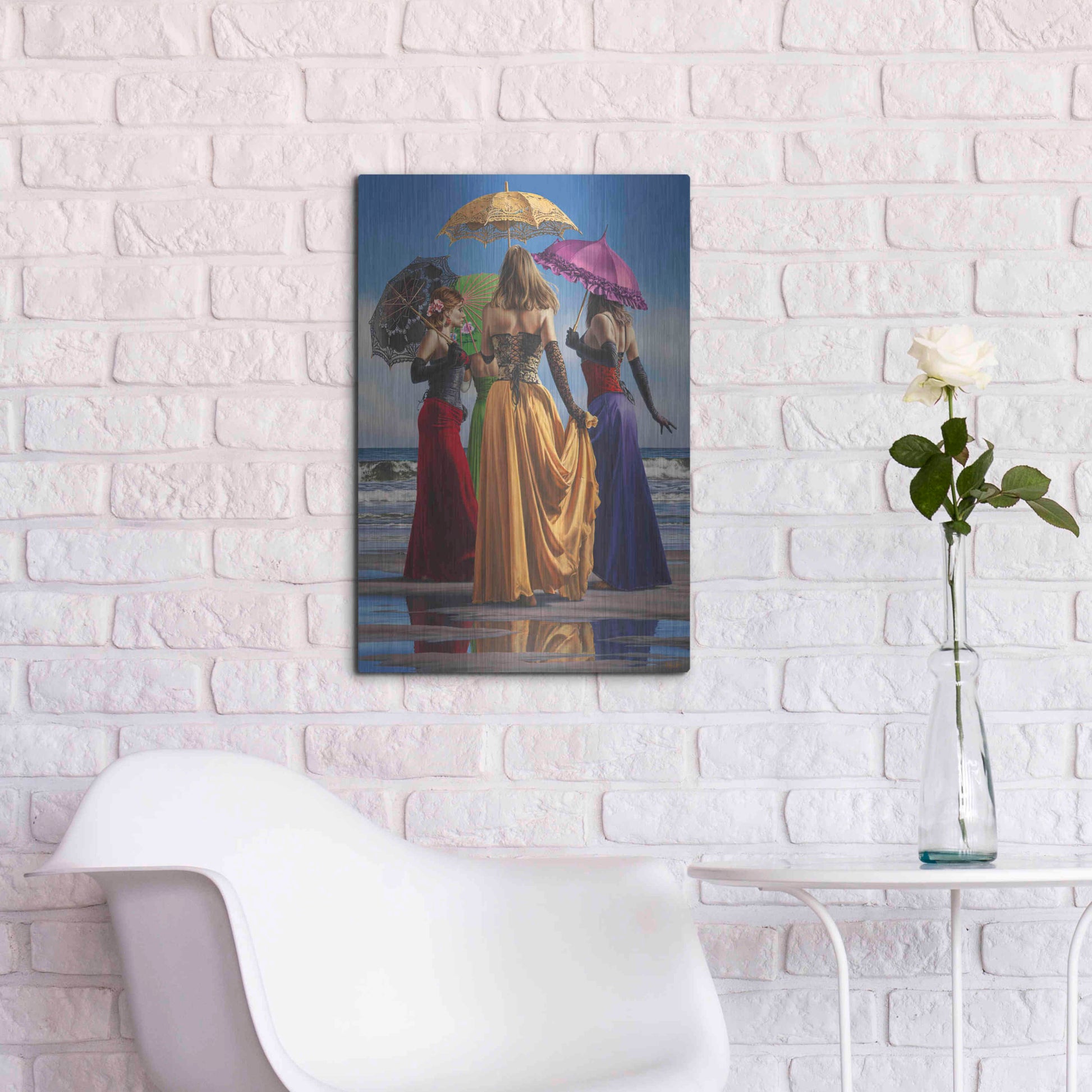 Luxe Metal Art 'Parasols' by Paul Kelley, Metal Wall Art,16x24