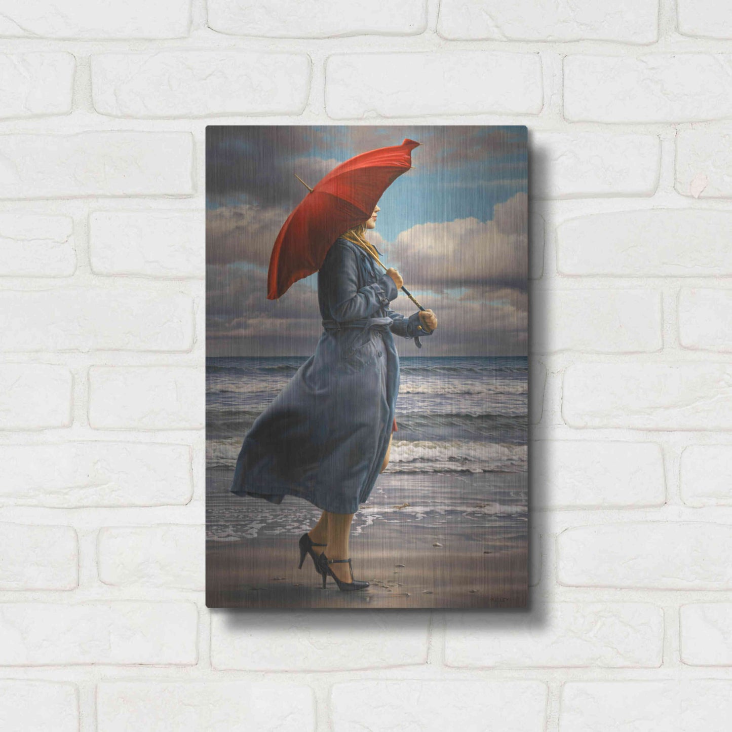 Luxe Metal Art 'Red Umbrella' by Paul Kelley, Metal Wall Art,12x16