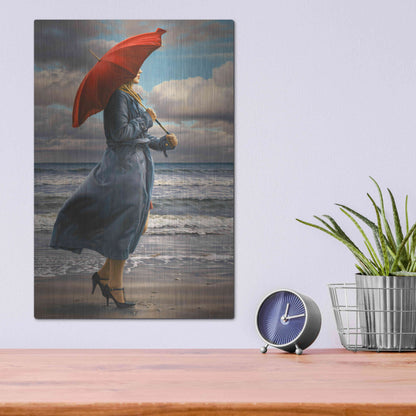 Luxe Metal Art 'Red Umbrella' by Paul Kelley, Metal Wall Art,12x16