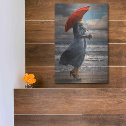 Luxe Metal Art 'Red Umbrella' by Paul Kelley, Metal Wall Art,12x16