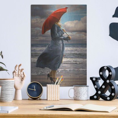 Luxe Metal Art 'Red Umbrella' by Paul Kelley, Metal Wall Art,12x16
