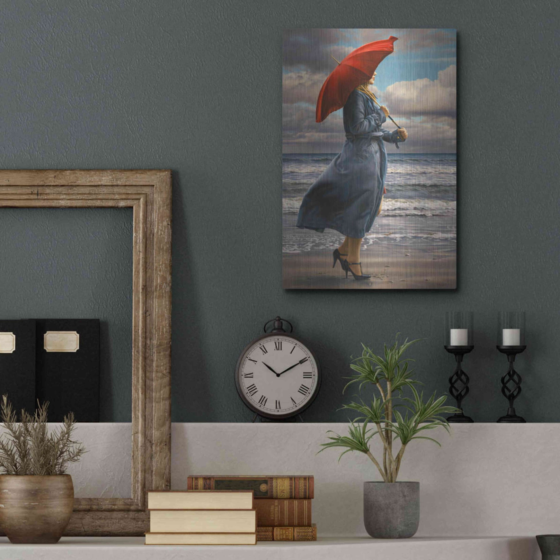Luxe Metal Art 'Red Umbrella' by Paul Kelley, Metal Wall Art,12x16
