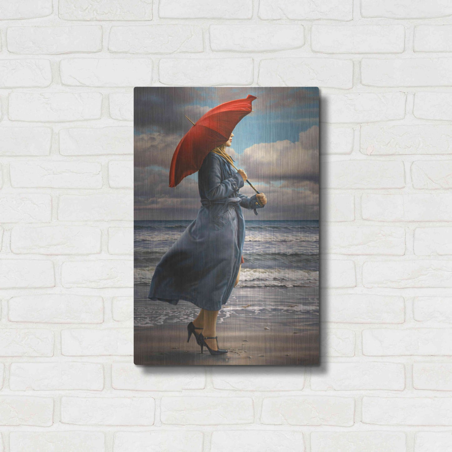 Luxe Metal Art 'Red Umbrella' by Paul Kelley, Metal Wall Art,16x24