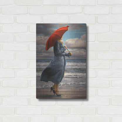 Luxe Metal Art 'Red Umbrella' by Paul Kelley, Metal Wall Art,16x24