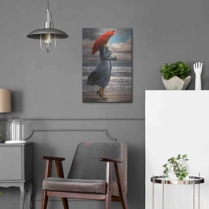 Luxe Metal Art 'Red Umbrella' by Paul Kelley, Metal Wall Art,16x24