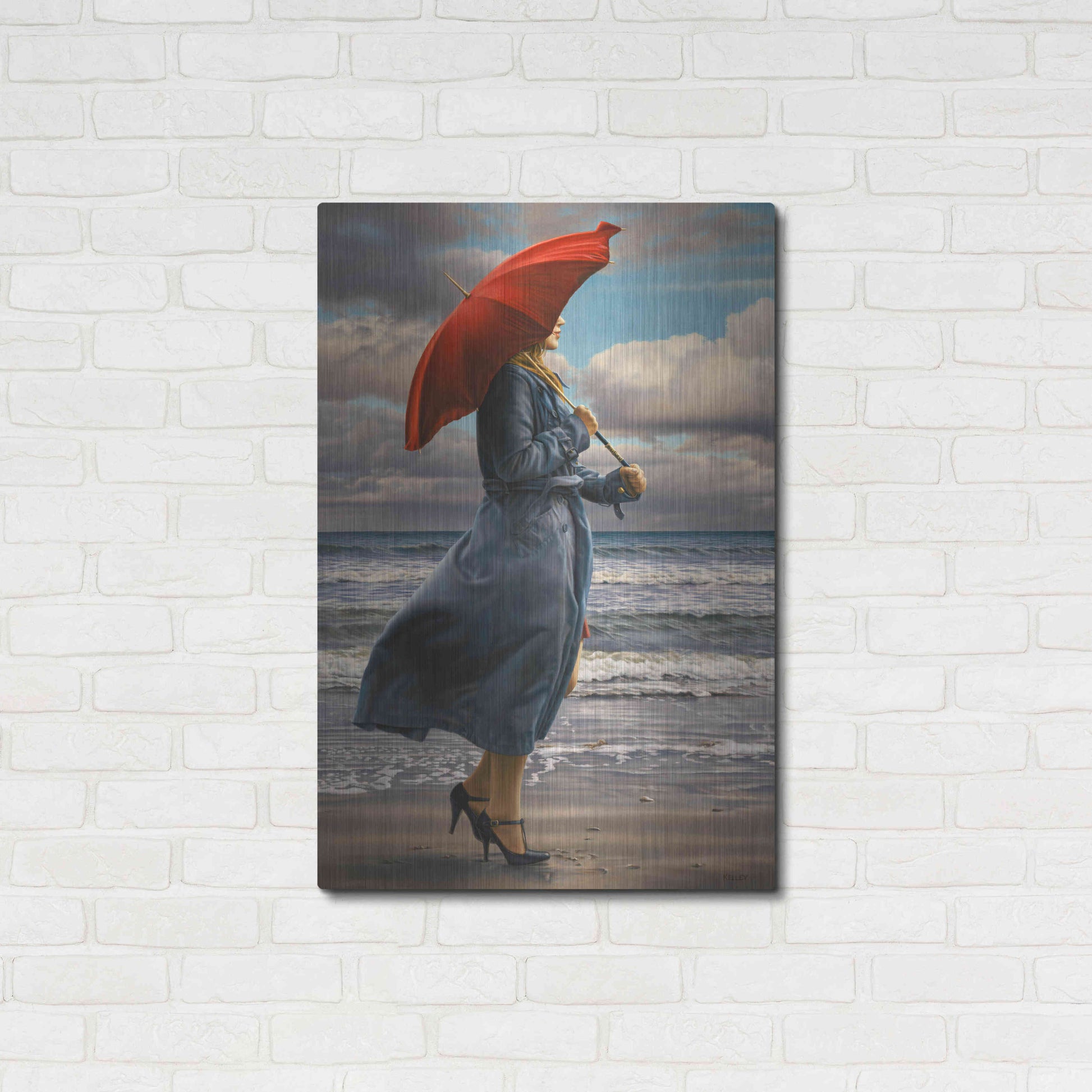 Luxe Metal Art 'Red Umbrella' by Paul Kelley, Metal Wall Art,24x36