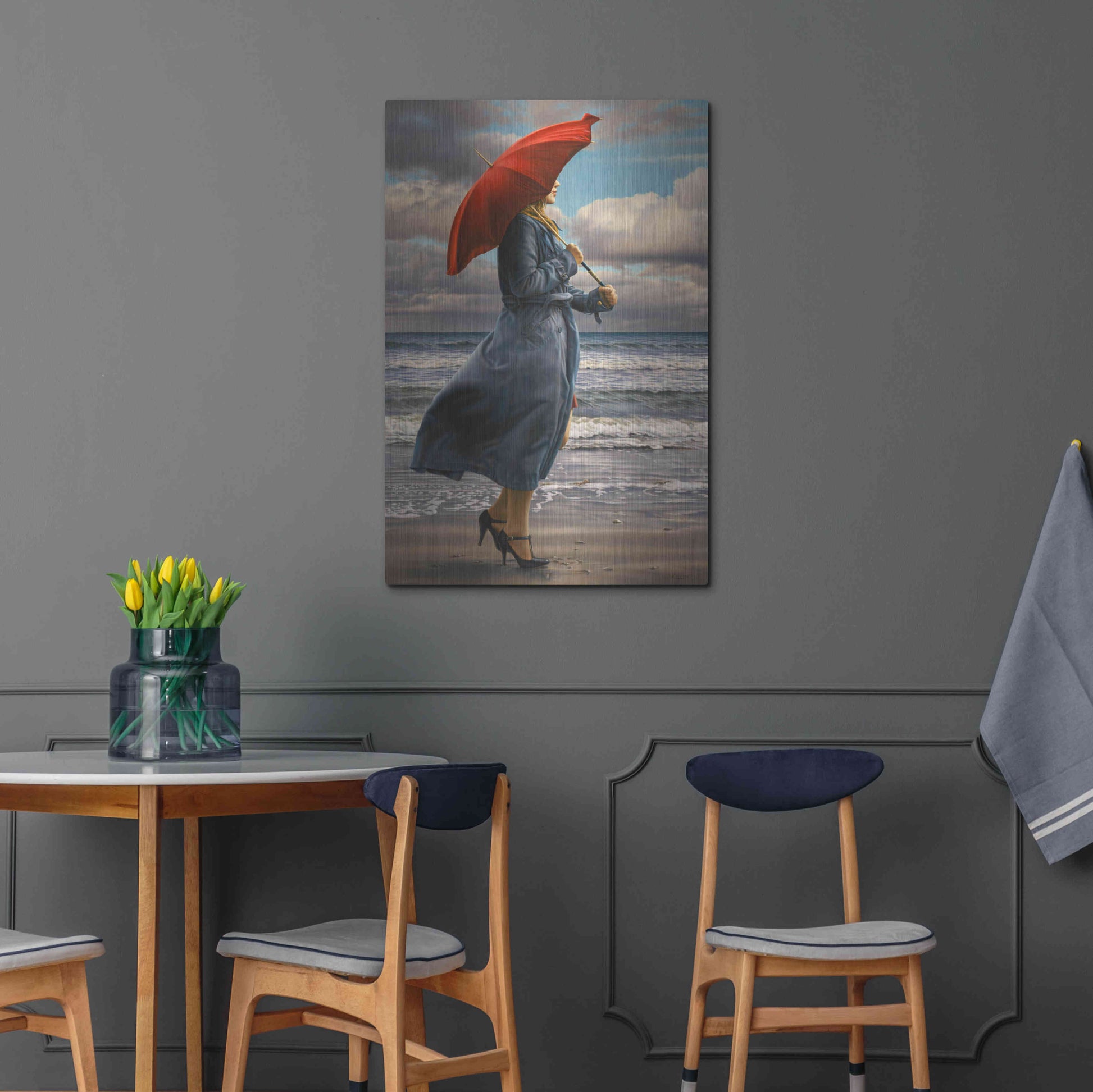 Luxe Metal Art 'Red Umbrella' by Paul Kelley, Metal Wall Art,24x36