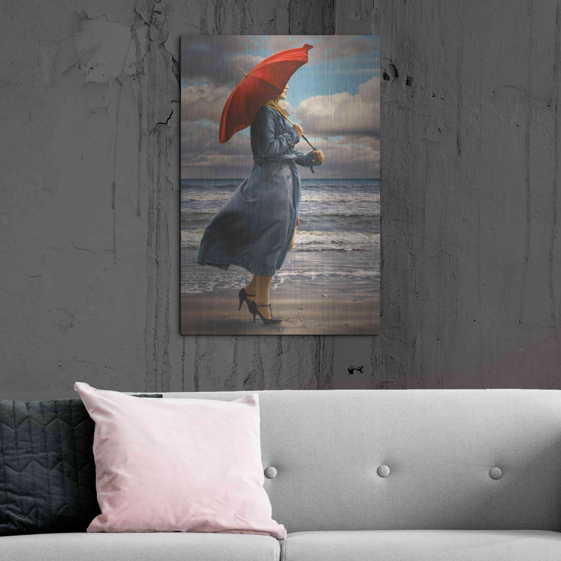 Luxe Metal Art 'Red Umbrella' by Paul Kelley, Metal Wall Art,24x36