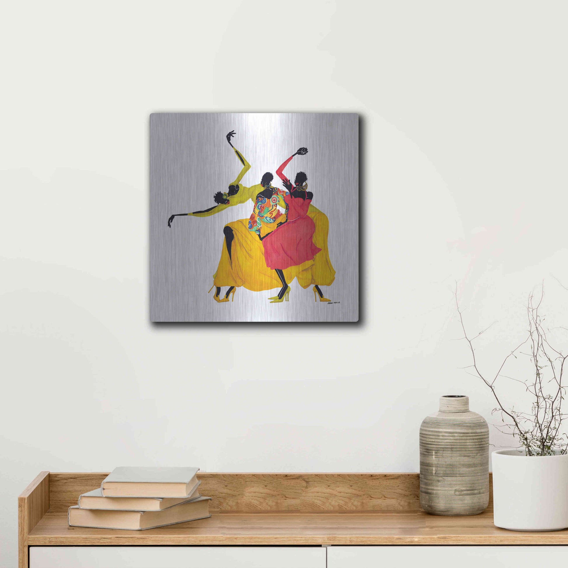 Luxe Metal Art 'Go Sally Go' by Shan Kelly, Metal Wall Art,12x12