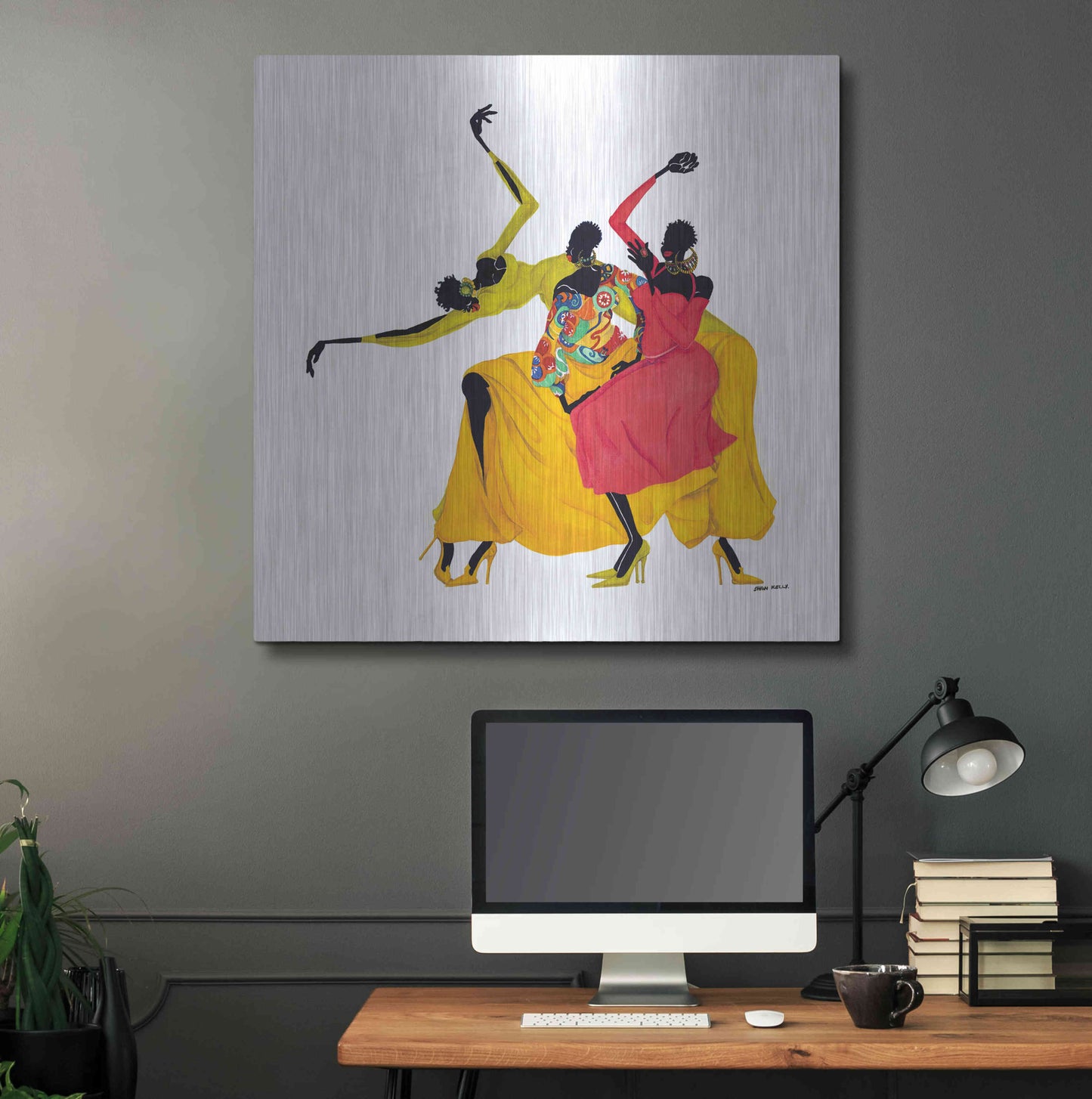 Luxe Metal Art 'Go Sally Go' by Shan Kelly, Metal Wall Art,36x36