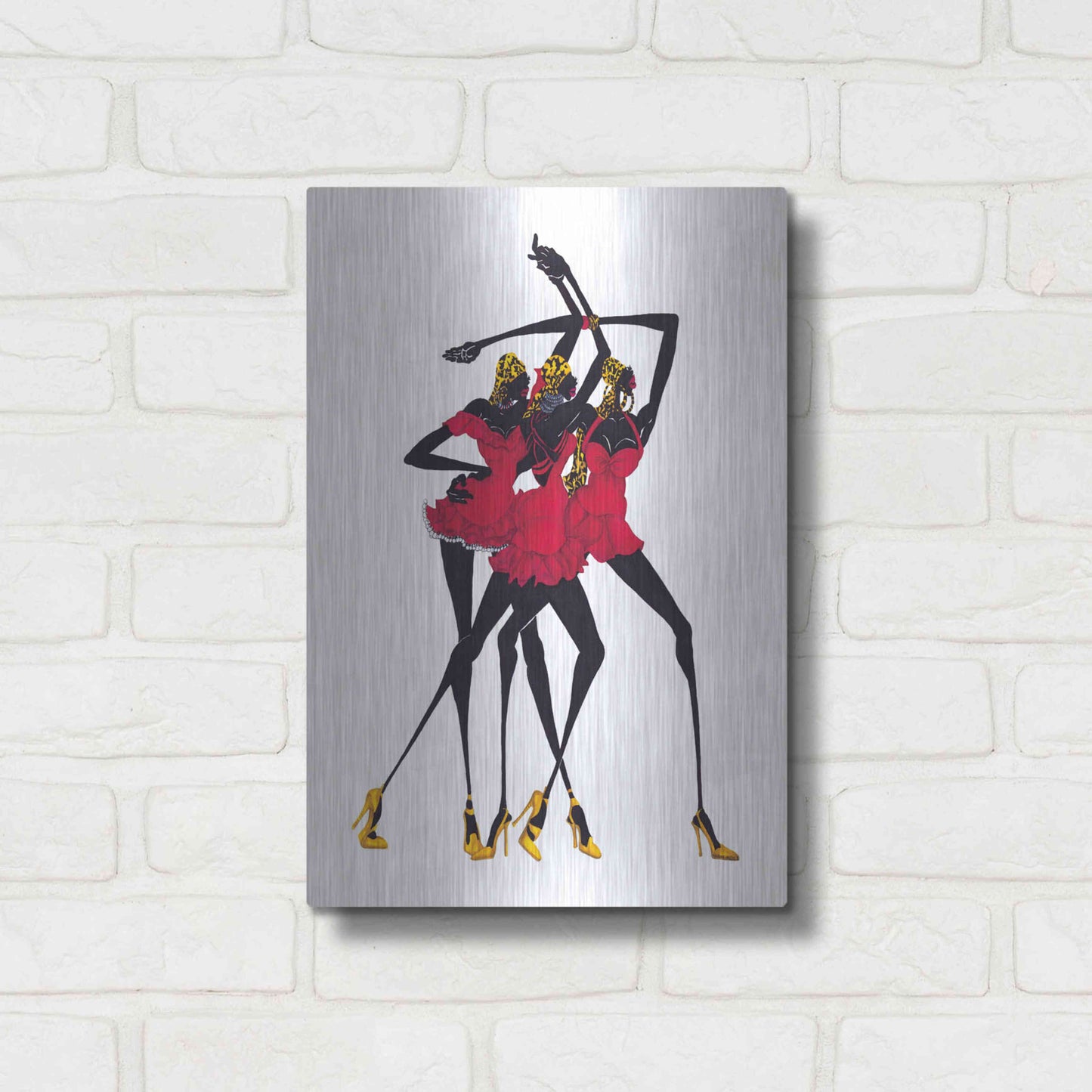 Luxe Metal Art 'Little Red Dress' by Shan Kelly, Metal Wall Art,12x16