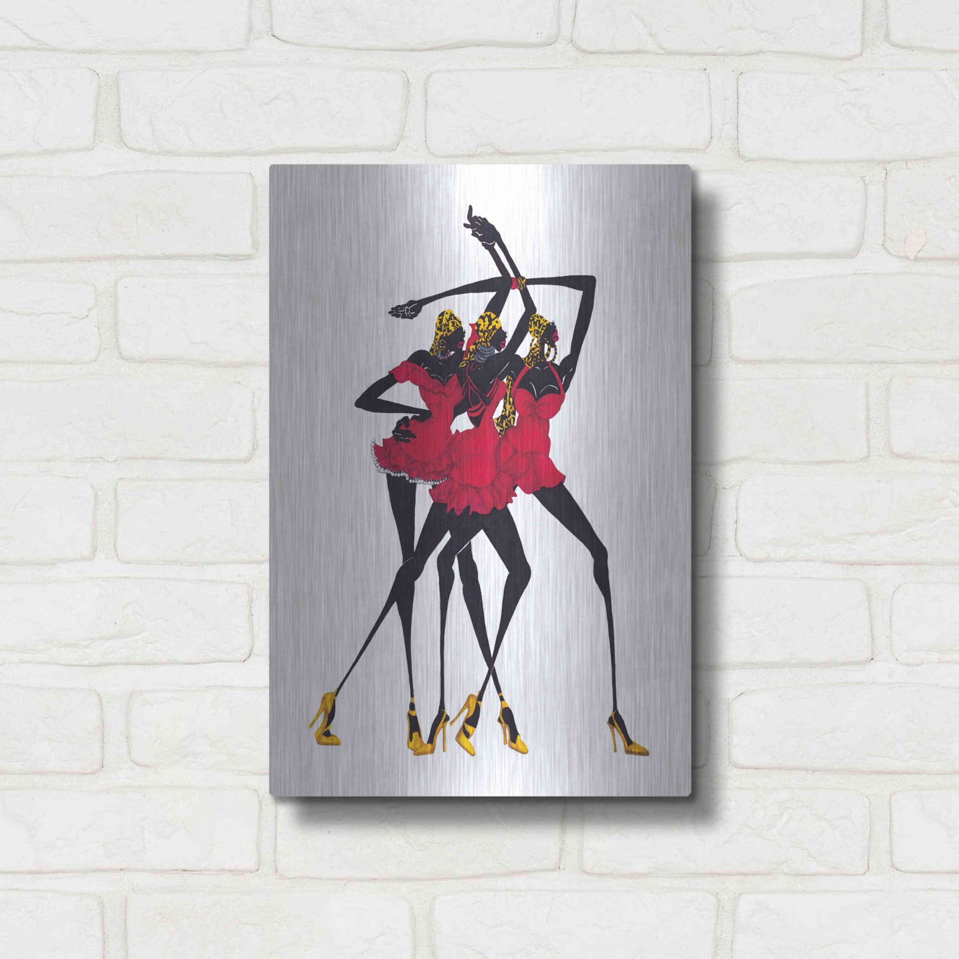 Luxe Metal Art 'Little Red Dress' by Shan Kelly, Metal Wall Art,12x16