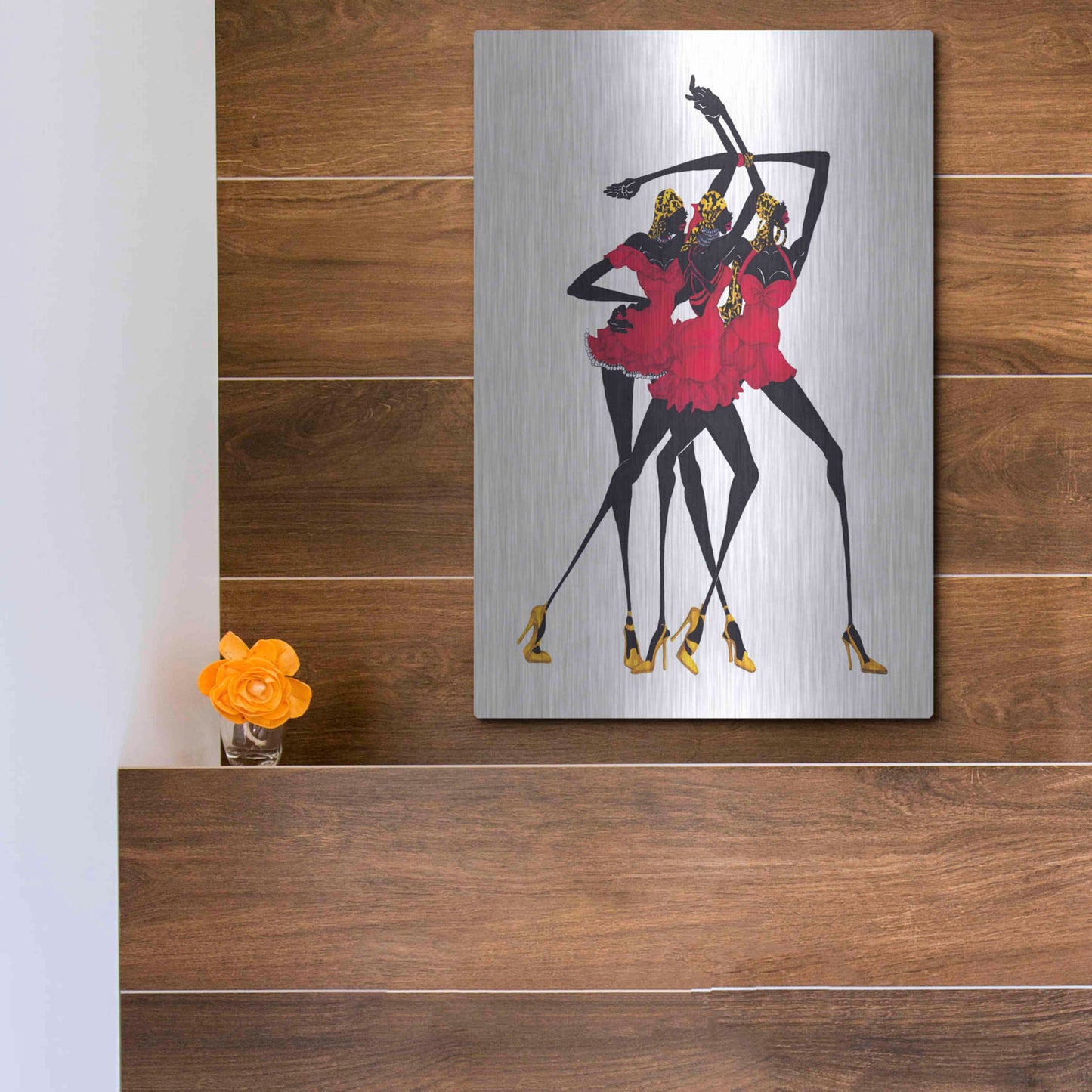 Luxe Metal Art 'Little Red Dress' by Shan Kelly, Metal Wall Art,12x16