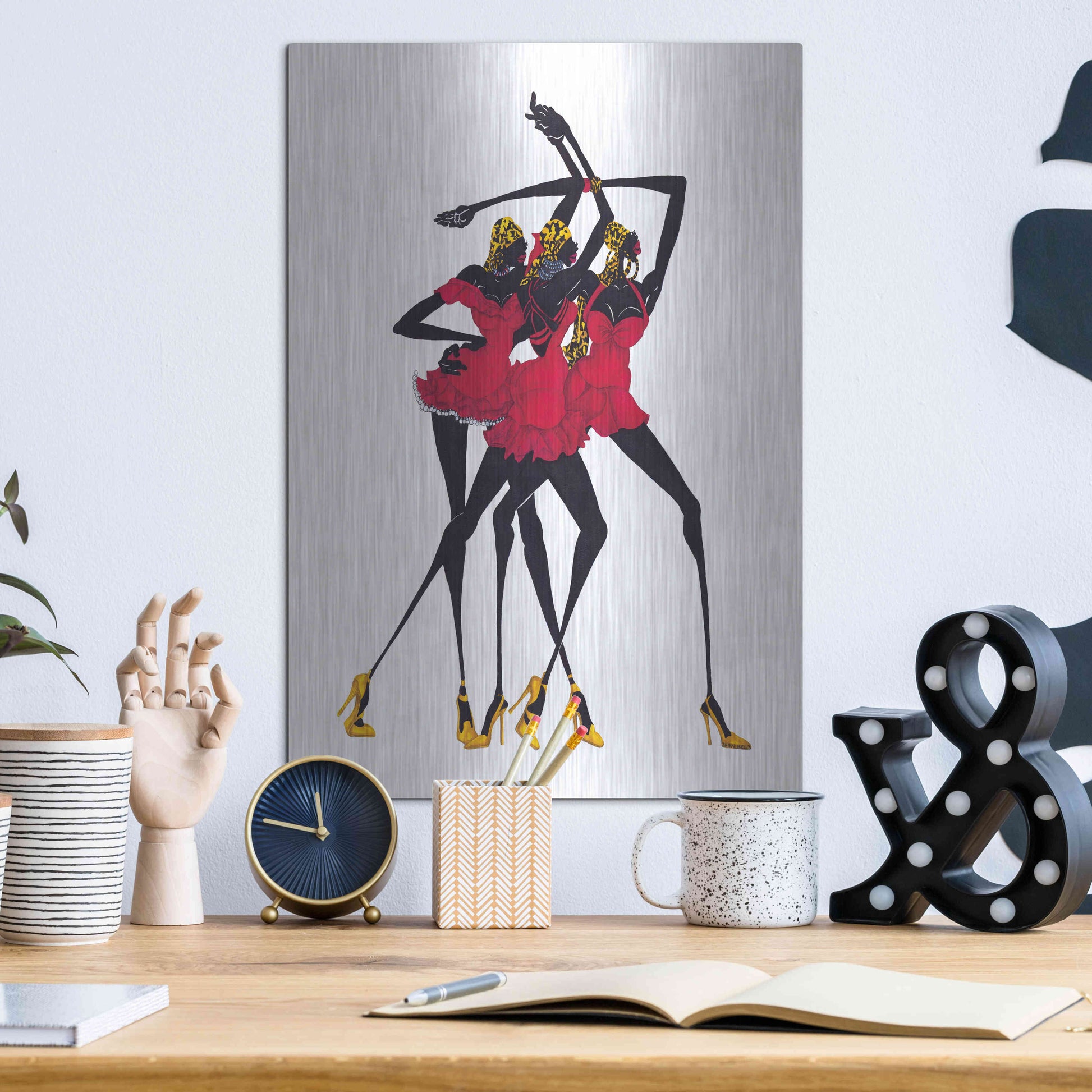 Luxe Metal Art 'Little Red Dress' by Shan Kelly, Metal Wall Art,12x16