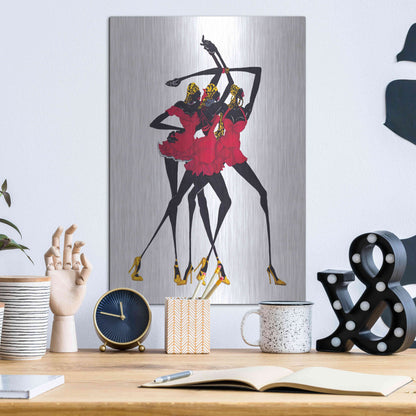 Luxe Metal Art 'Little Red Dress' by Shan Kelly, Metal Wall Art,12x16