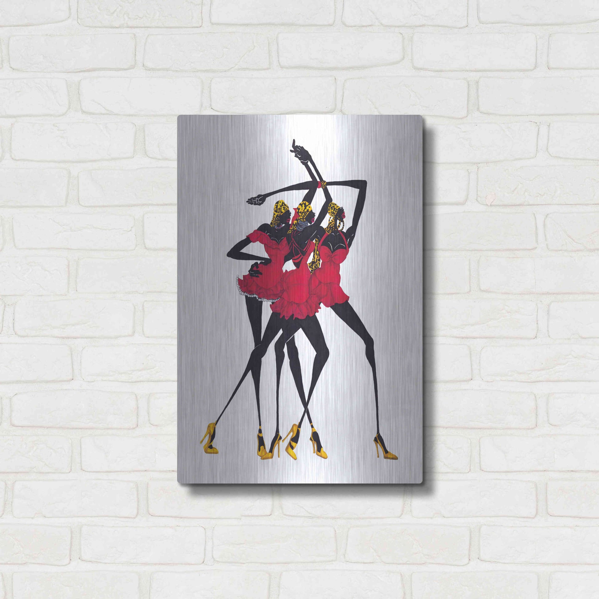 Luxe Metal Art 'Little Red Dress' by Shan Kelly, Metal Wall Art,16x24