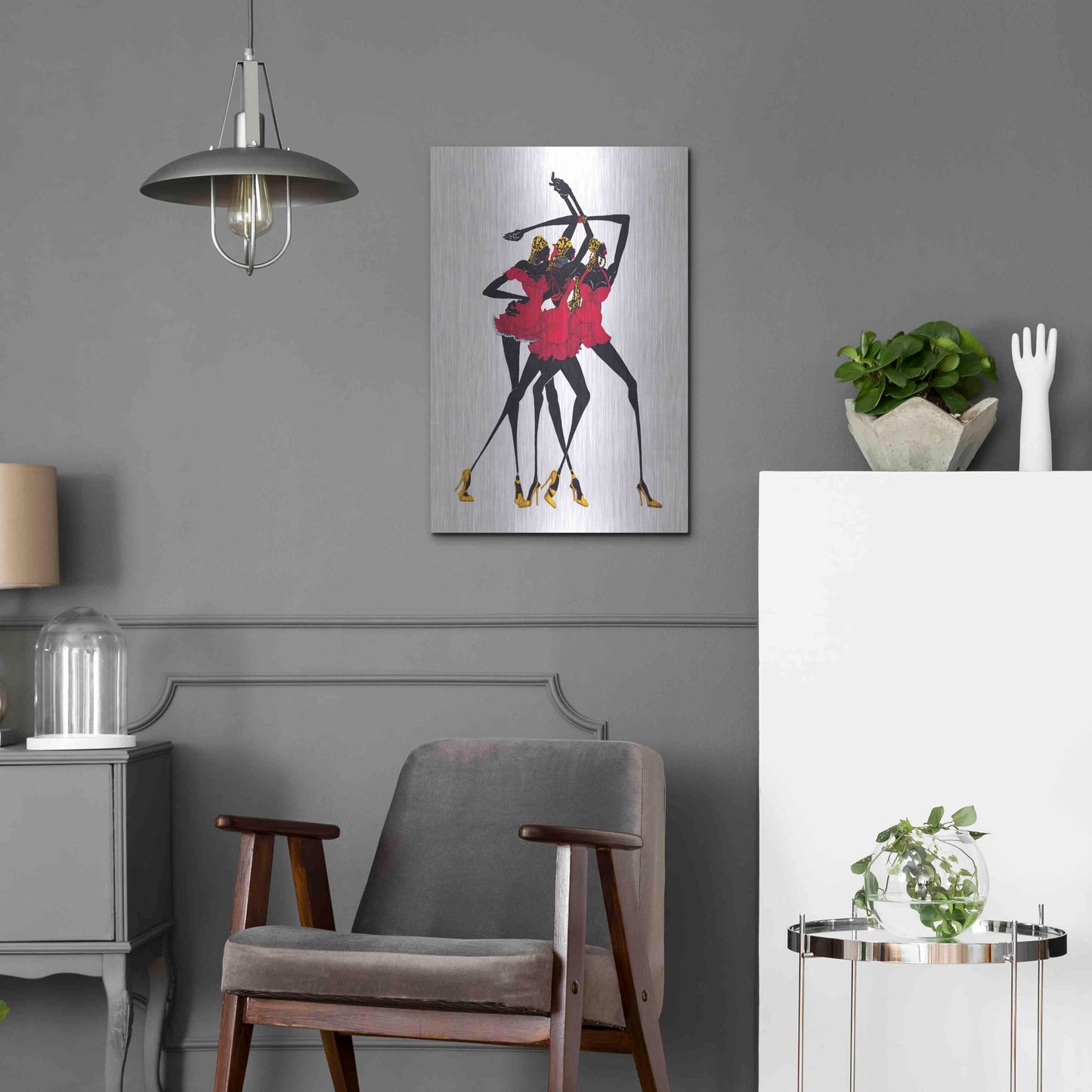 Luxe Metal Art 'Little Red Dress' by Shan Kelly, Metal Wall Art,16x24