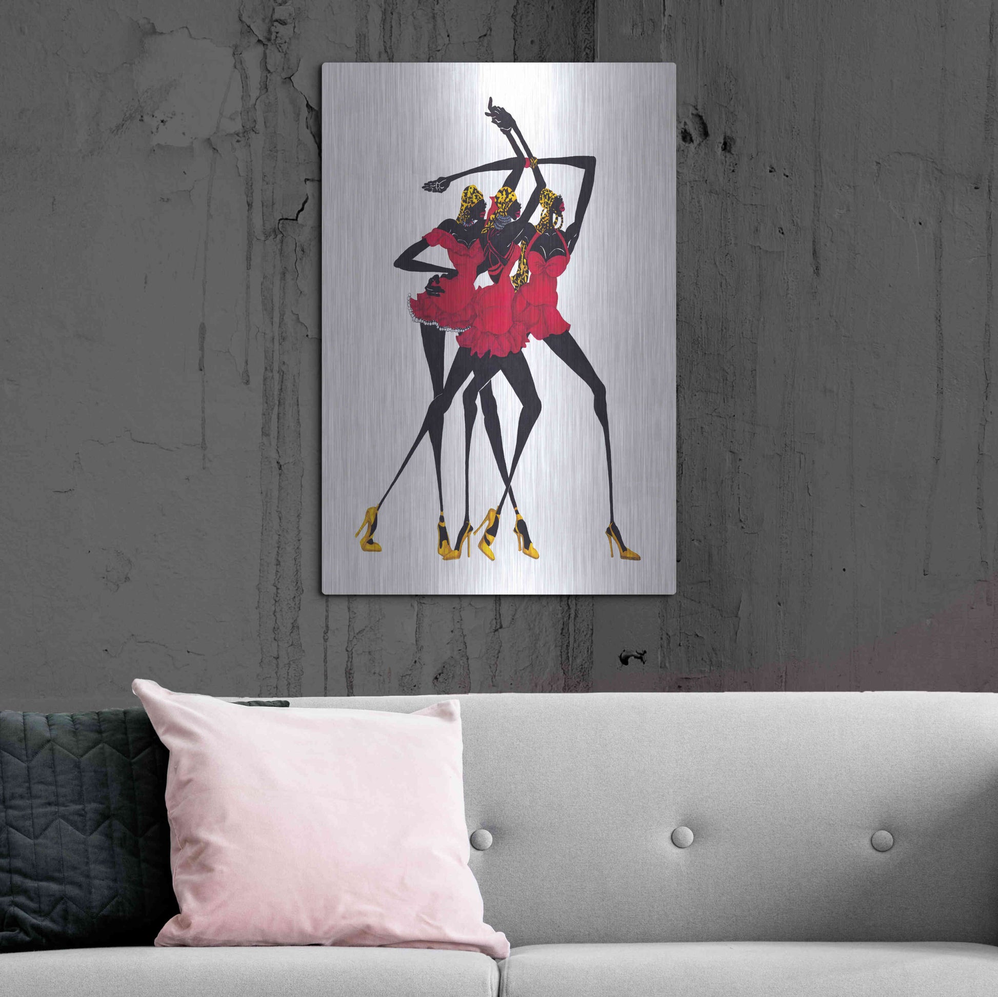 Luxe Metal Art 'Little Red Dress' by Shan Kelly, Metal Wall Art,24x36