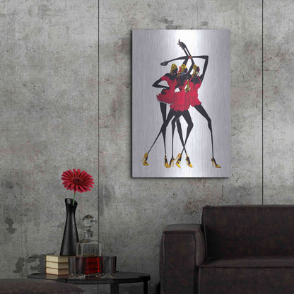 Luxe Metal Art 'Little Red Dress' by Shan Kelly, Metal Wall Art,24x36