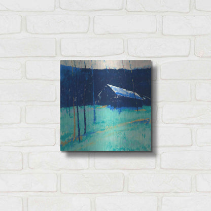 Luxe Metal Art 'Moon Glow' by Mike Kelly, Metal Wall Art,12x12