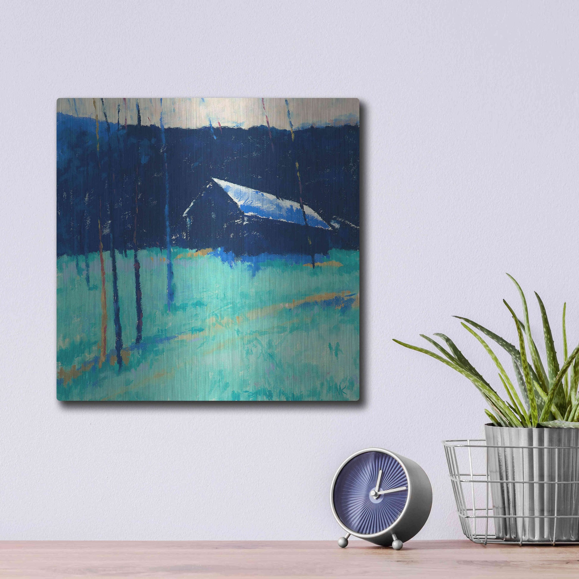 Luxe Metal Art 'Moon Glow' by Mike Kelly, Metal Wall Art,12x12