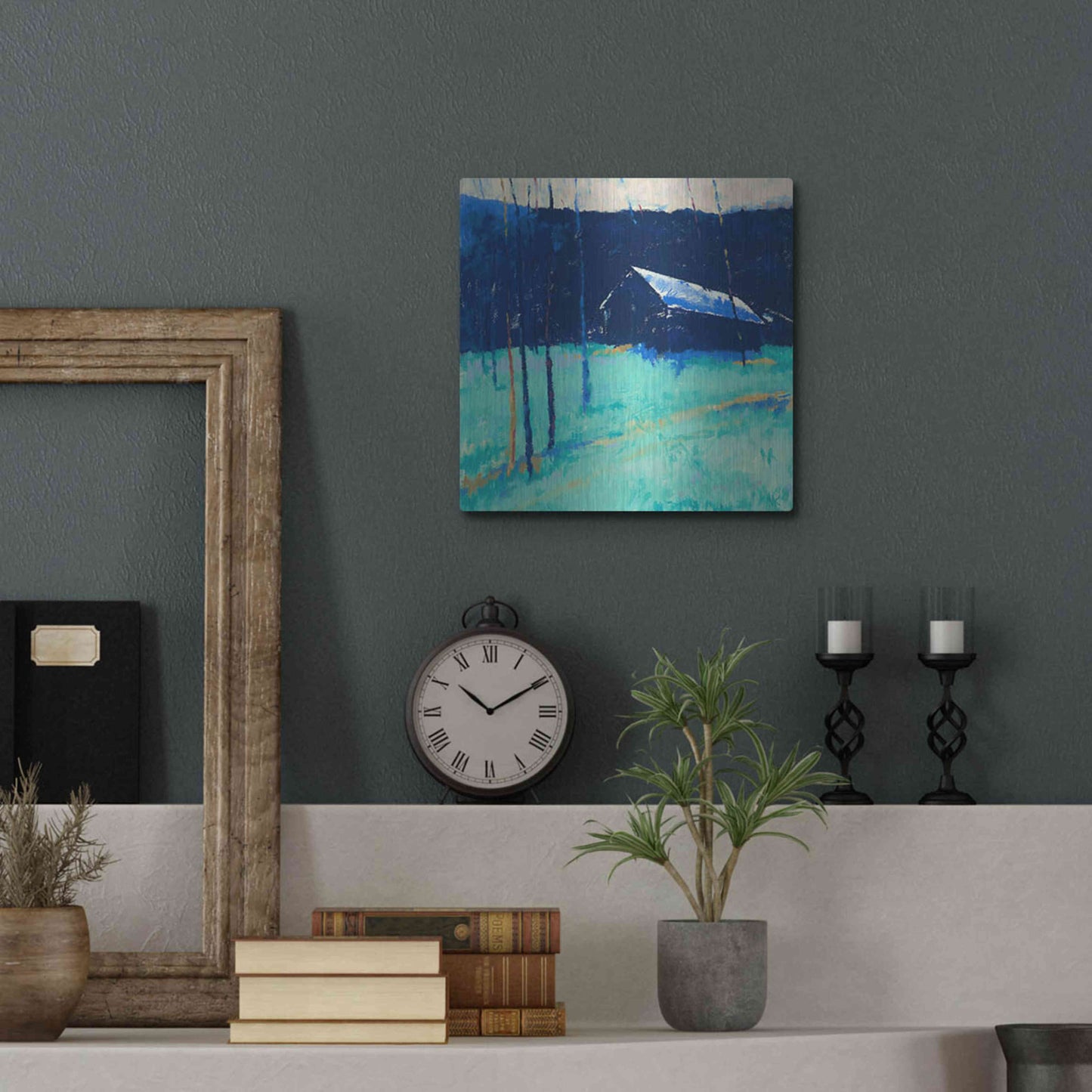 Luxe Metal Art 'Moon Glow' by Mike Kelly, Metal Wall Art,12x12