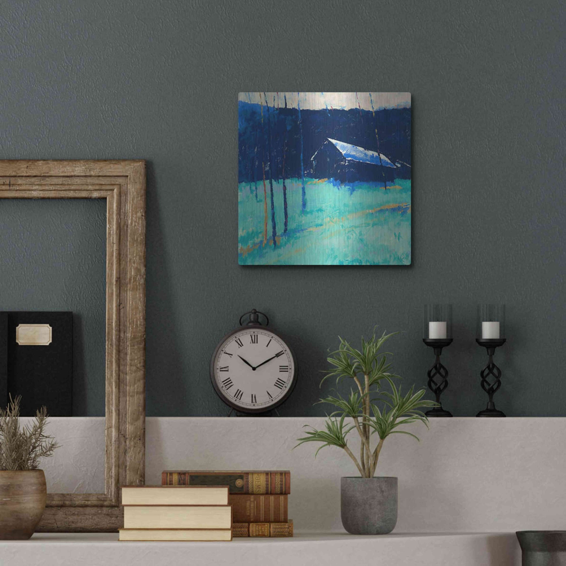 Luxe Metal Art 'Moon Glow' by Mike Kelly, Metal Wall Art,12x12