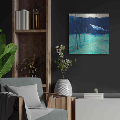 Luxe Metal Art 'Moon Glow' by Mike Kelly, Metal Wall Art,24x24