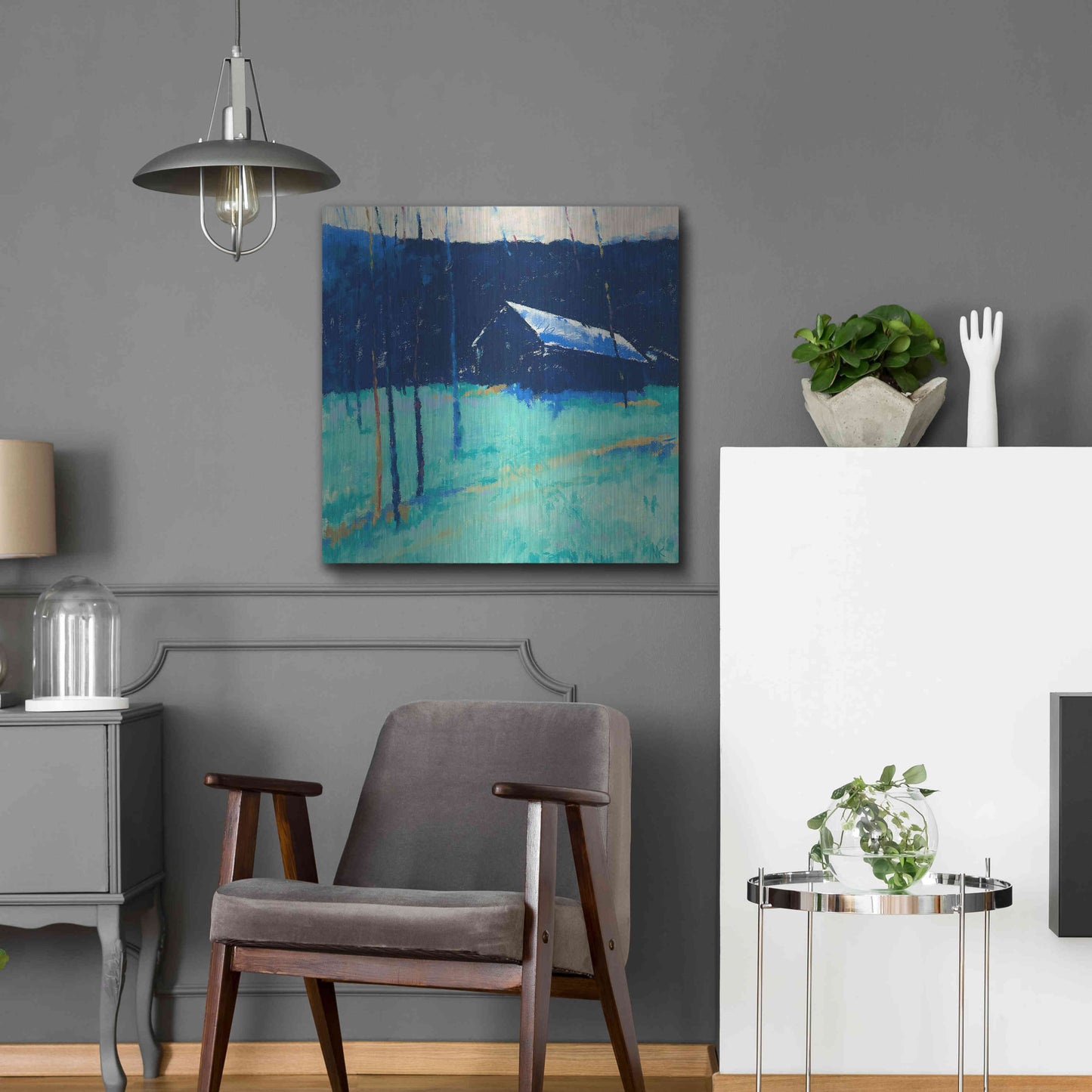 Luxe Metal Art 'Moon Glow' by Mike Kelly, Metal Wall Art,24x24