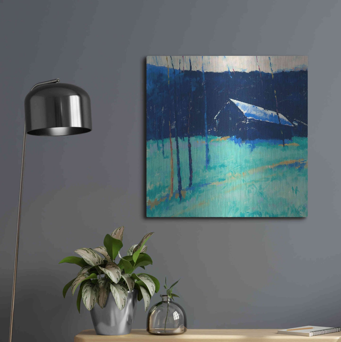 Luxe Metal Art 'Moon Glow' by Mike Kelly, Metal Wall Art,24x24